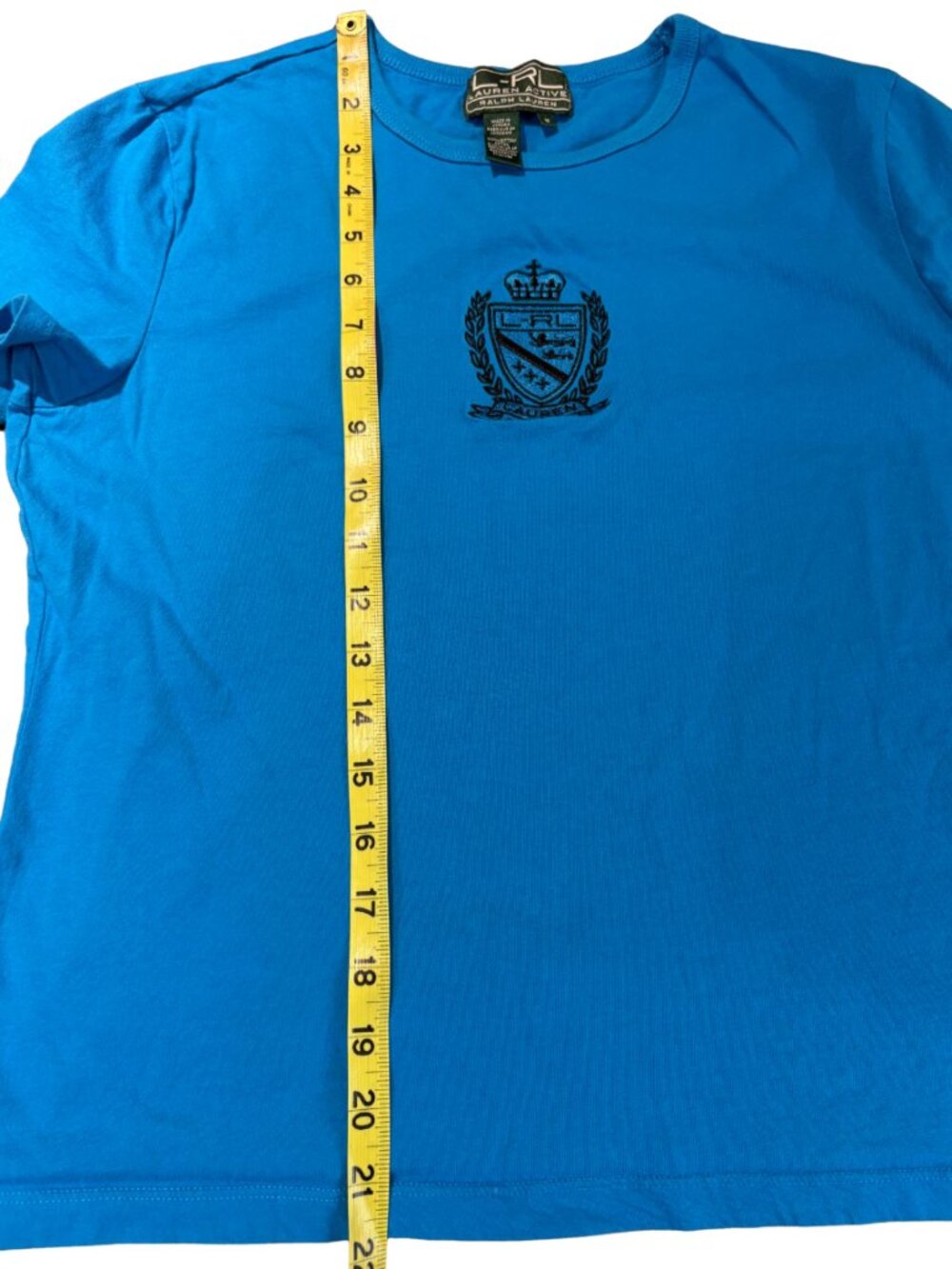 Ralph Lauren - Lauren Active Womens Blue Sz M Cotton T-Shirt 90'S y2k (SKU: 45W) - Picture 9 of 11